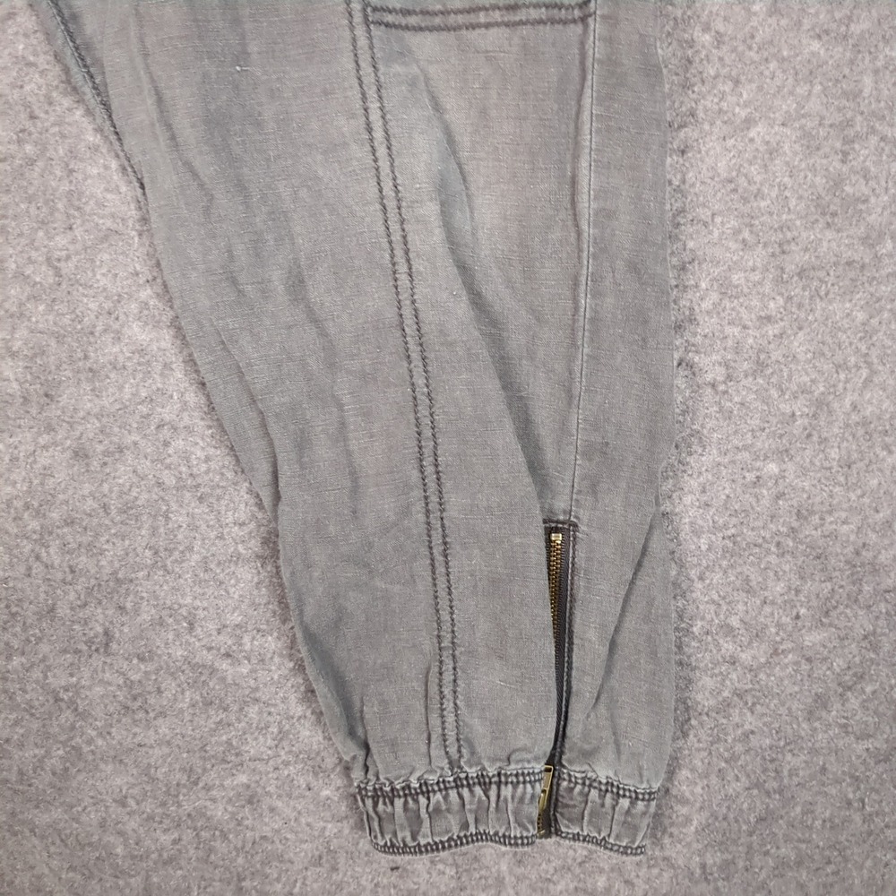 American Eagle Gray Linen Blend Jogger Pants Womens 12 Short Utility Zip Cuff - Picture 4 of 15